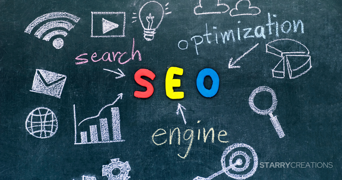 黒板に描かれたSEOや検索の図解