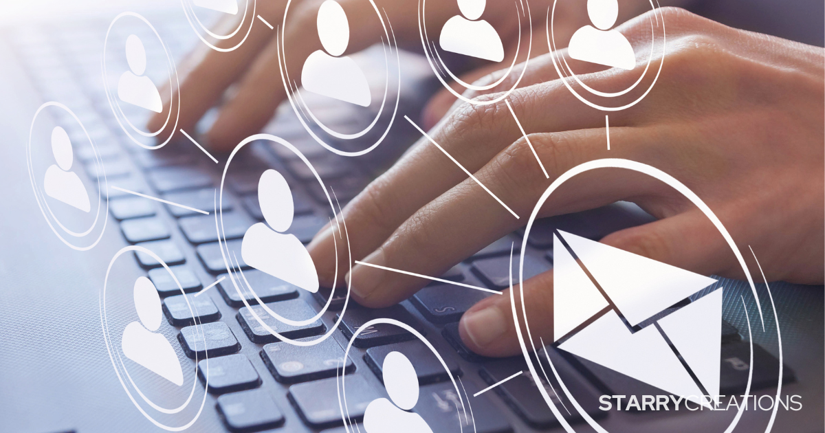 メールとユーザーアイコンが浮かぶキーボード操作