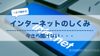インターネットと書かれたキーを背景にしたタイトル入りイメージ