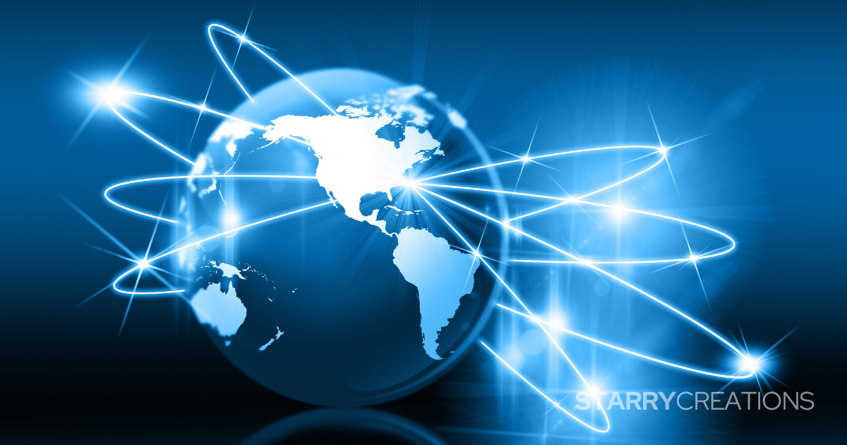 世界中にネットワークが広がる地球のイメージ