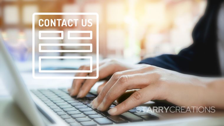 ユーザーがPCでコンタクトフォームに入力している様子とコンタクトフォームのイラスト